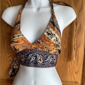 Reversible silk blend halter   One size